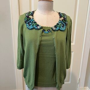 Embellished Green Sweater ( cotton )